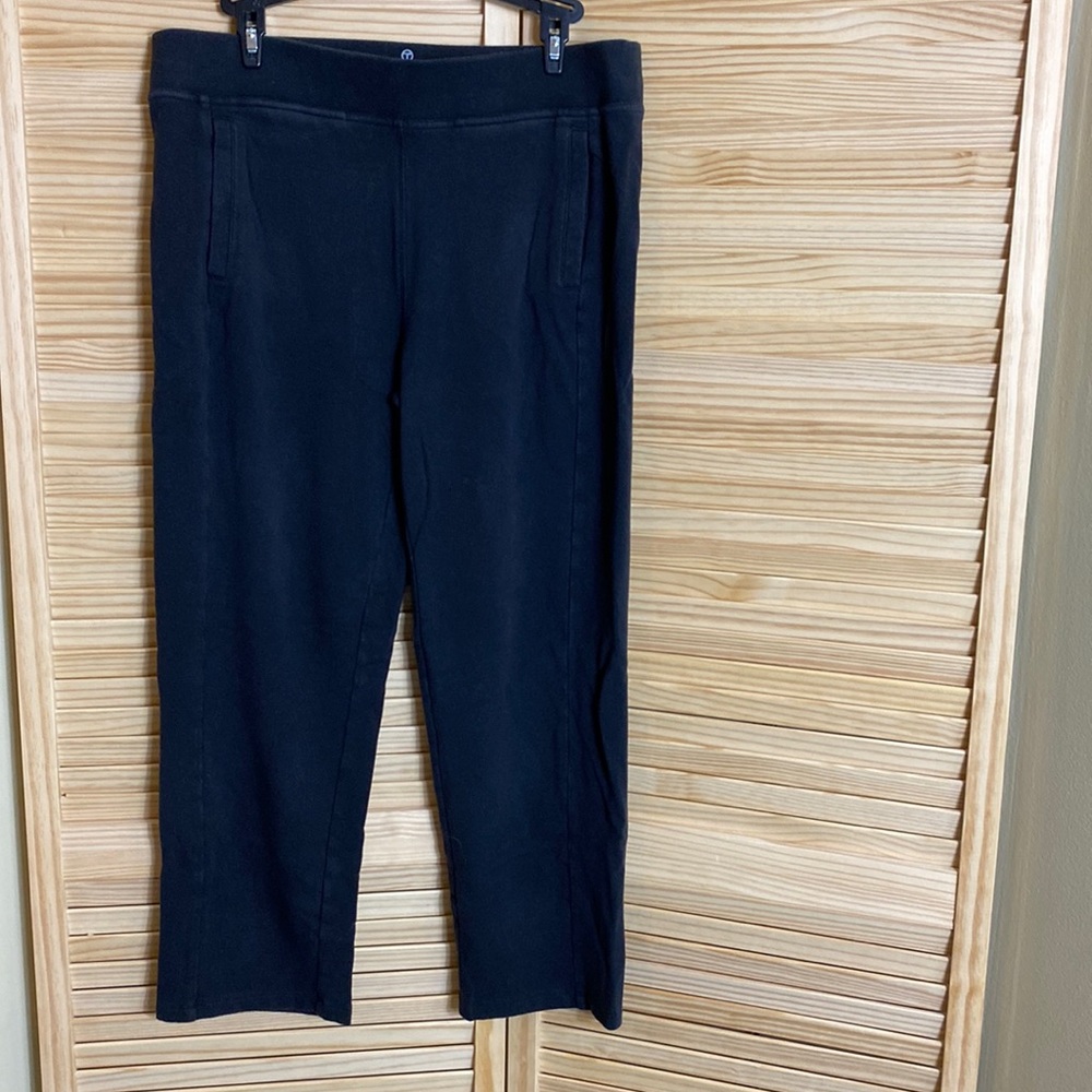 T by TALBOTS WOMEN'S Black HIGH RICE TECH STRETCH LEGGING Sz LP